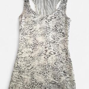 BKE Women S Tank Top - Leopard Print Crew Neck Black/White